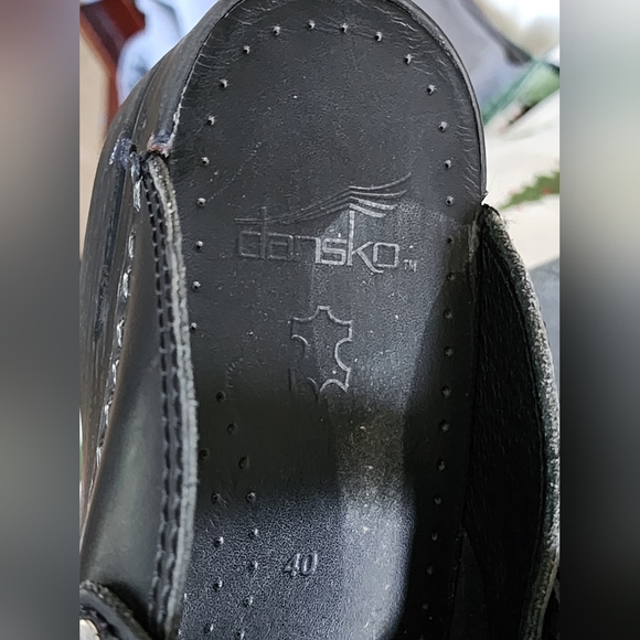 Dansko Merrie Mary Jane Black Leather Black Clogs/Mules Size 40 Euro/9.5-10 US - Picture 12 of 13